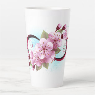 Infinity with Sakura Blossom Flowers Latte Mug