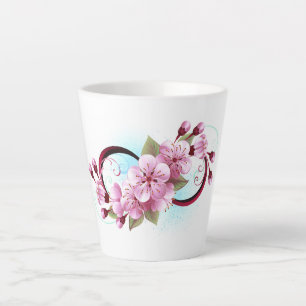 Infinity with Sakura Blossom Flowers Latte Mug