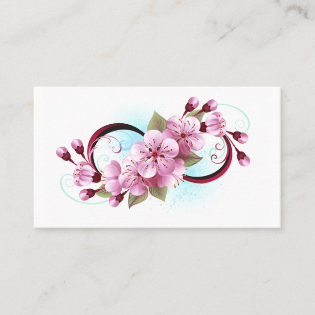 Infinity with Sakura Blossom Flowers Loyalty Card (Front)