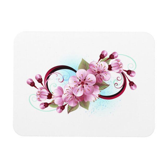 Infinity with Sakura Blossom Flowers Magnet (Horizontal)