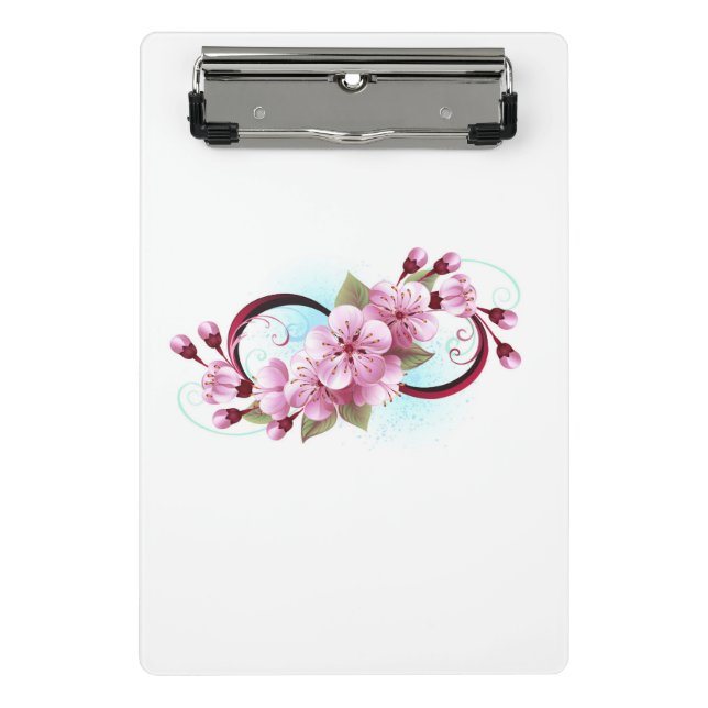 Infinity with Sakura Blossom Flowers Mini Clipboard (Front)