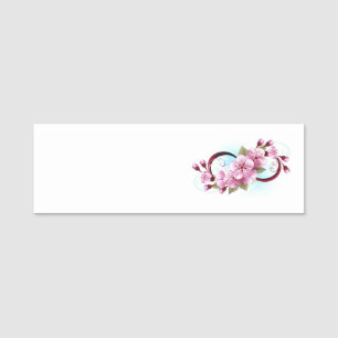 Infinity with Sakura Blossom Flowers Name Tag