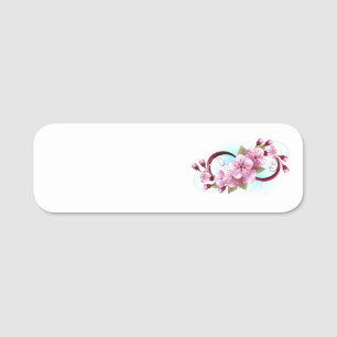 Infinity with Sakura Blossom Flowers Name Tag