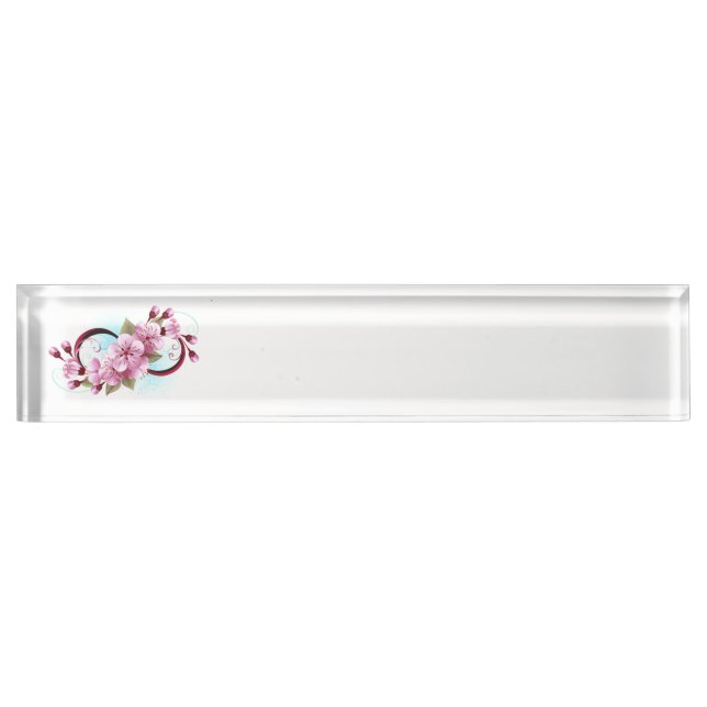Infinity with Sakura Blossom Flowers Nameplate (Front)