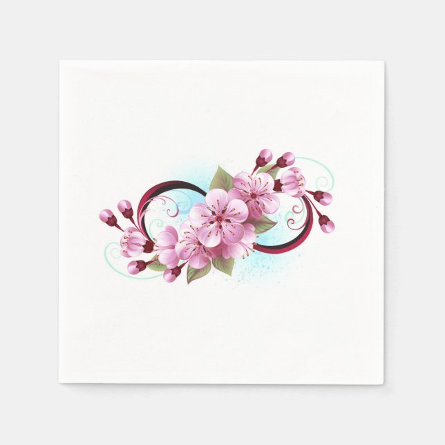 Infinity with Sakura Blossom Flowers Napkin (Front)