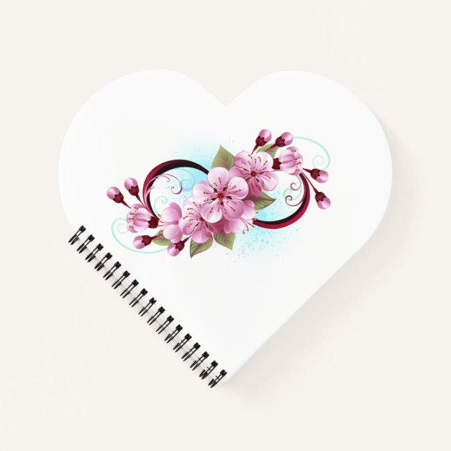 Infinity with Sakura Blossom Flowers Notebook (Front)