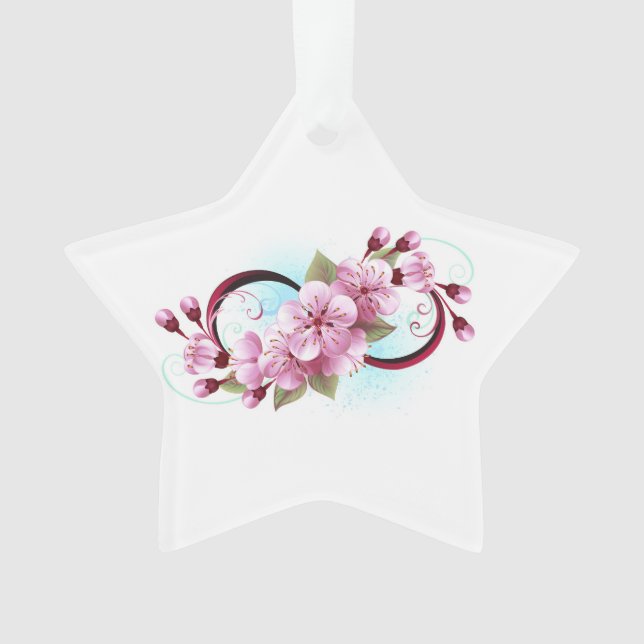 Infinity with Sakura Blossom Flowers Ornament (Front)