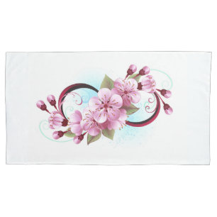 Infinity with Sakura Blossom Flowers Pillowcase