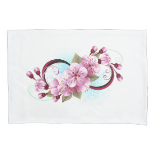 Infinity with Sakura Blossom Flowers Pillowcase