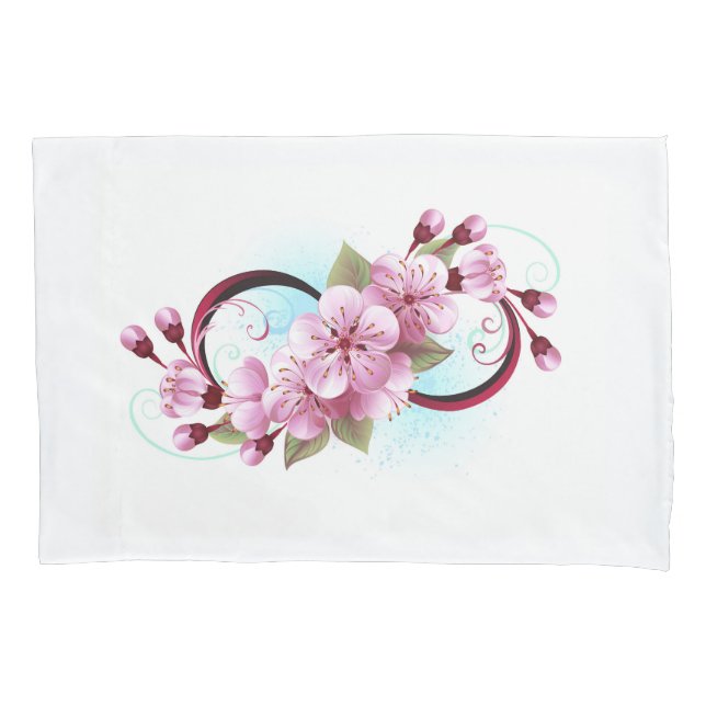 Infinity with Sakura Blossom Flowers Pillowcase (Front)
