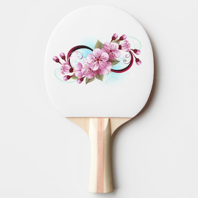 Infinity with Sakura Blossom Flowers Ping Pong Paddle (Front)