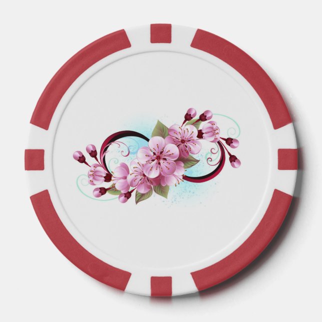 Infinity with Sakura Blossom Flowers Poker Chips (Front)