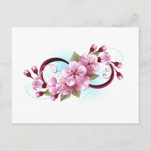 Infinity with Sakura Blossom Flowers Postcard