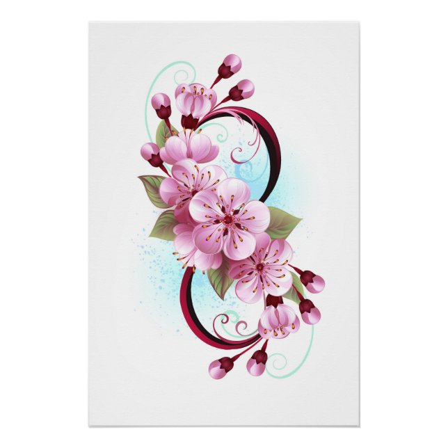 Infinity with Sakura Blossom Flowers Poster (Front)