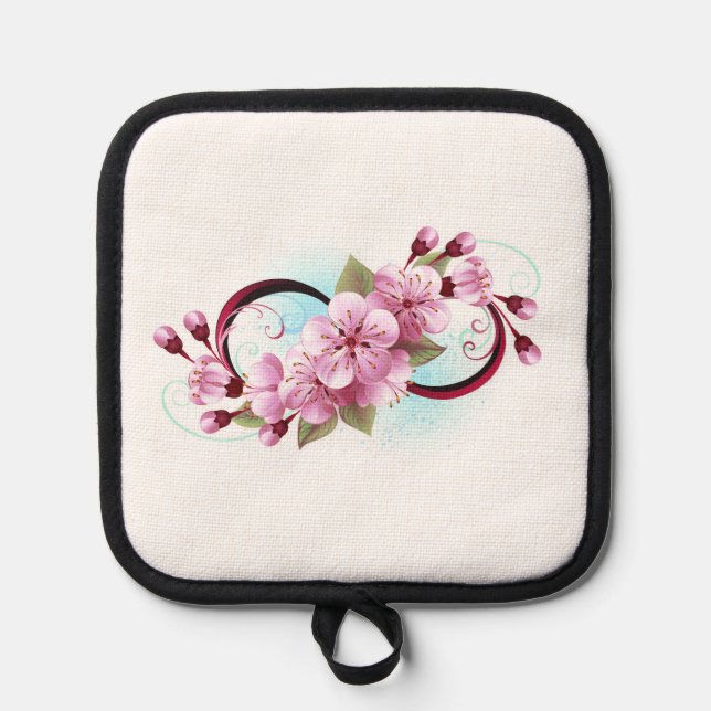 Infinity with Sakura Blossom Flowers Pot Holder (Front)