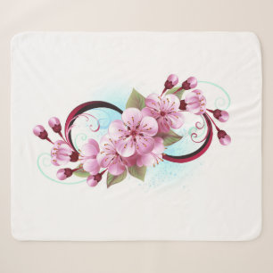 Infinity with Sakura Blossom Flowers Sherpa Blanket
