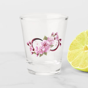 Infinity with Sakura Blossom Flowers Shot Glass
