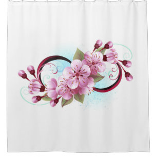 Infinity with Sakura Blossom Flowers Shower Curtain