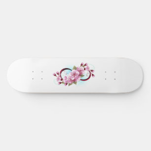 Infinity with Sakura Blossom Flowers Skateboard