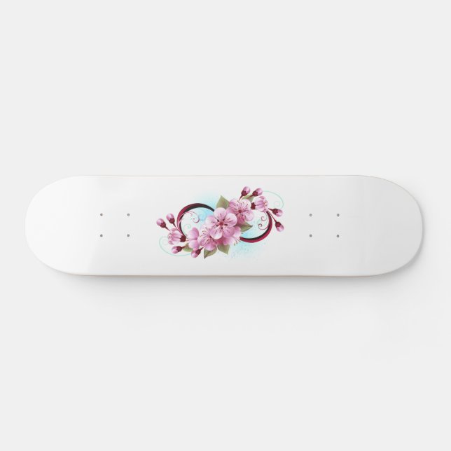 Infinity with Sakura Blossom Flowers Skateboard (Horz)