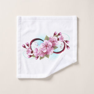 Infinity with Sakura Blossom Flowers Wash Cloth