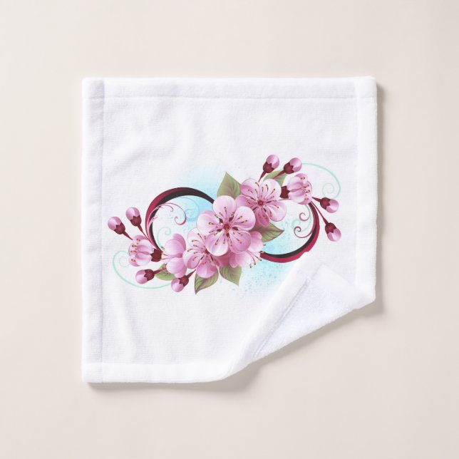 Infinity with Sakura Blossom Flowers Wash Cloth (Wash Cloth)