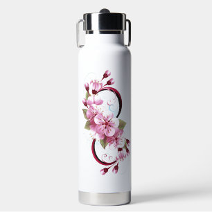 Infinity with Sakura Blossom Flowers Water Bottle