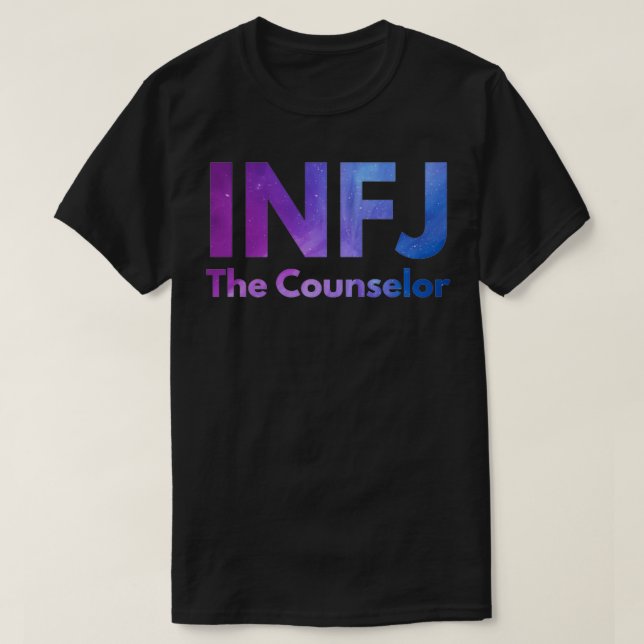 INFJ The Counsellor Galaxy Indigo Black MBTI Merch T-Shirt (Design Front)