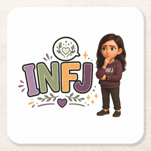 INFJ — The Guardian of Ideas Square Paper Coaster (Front)