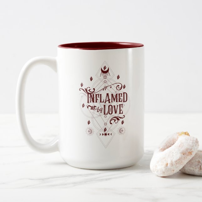 Inflamed by Love (Sleigh Riders book Two) Two-Tone Coffee Mug (With Donut)