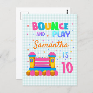 Inflatable Bounce House Jump Birthday Party Girl  Postcard