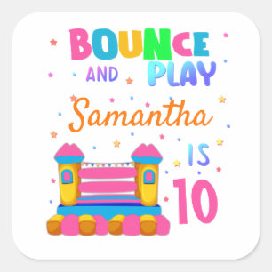 Inflatable Bounce House Jump Birthday Party Square Sticker