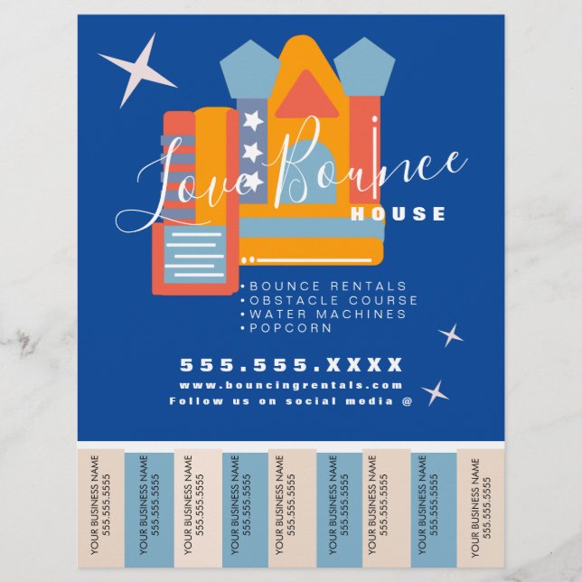 Inflatable Castle Jump House Bounce Party Rentals Flyer (Front)