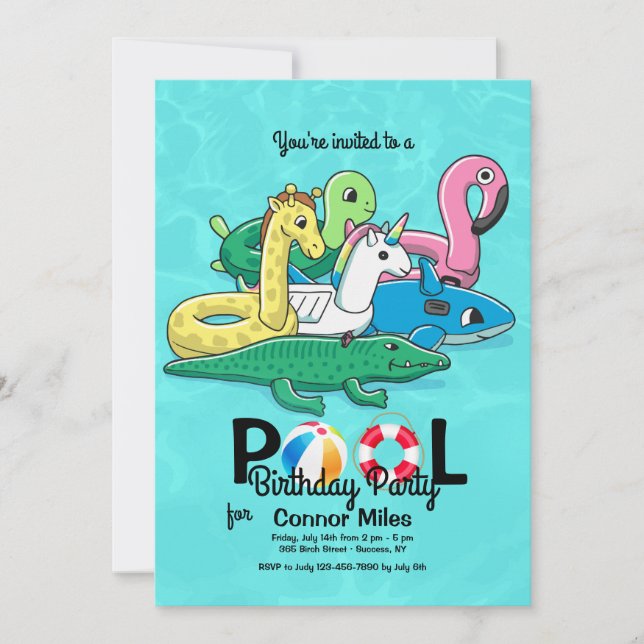 Inflatable Pool Toys Invitation (Front)