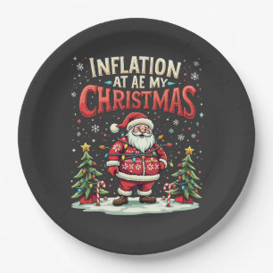 Inflation Ate My Christmas Funny Santa Economy Paper Plate