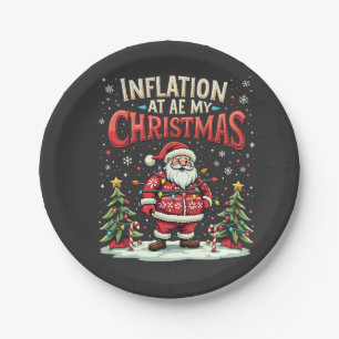 Inflation Ate My Christmas Funny Santa Economy Paper Plate