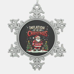 Inflation Ate My Christmas Funny Santa Economy Snowflake Pewter Christmas Ornament