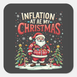 Inflation Ate My Christmas Funny Santa Economy Square Sticker