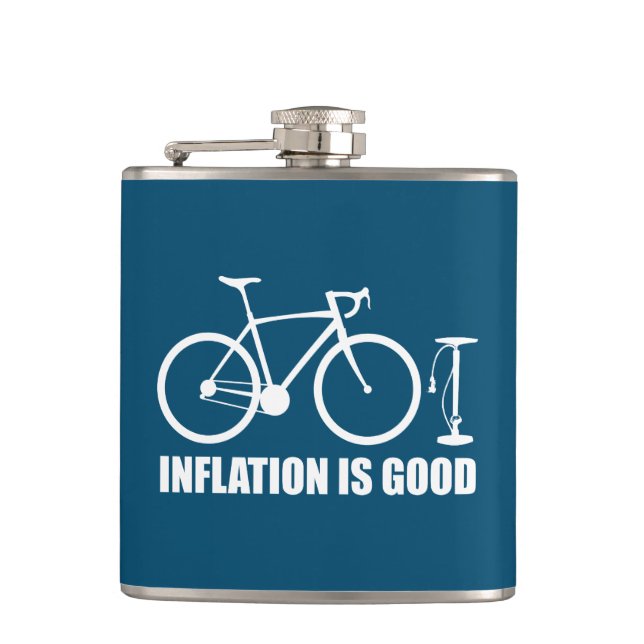 Inflation Is Good Bicycle Hip Flask (Front)