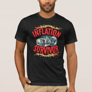 Inflation Survivor Retro Economic Humour Graphic  T-Shirt