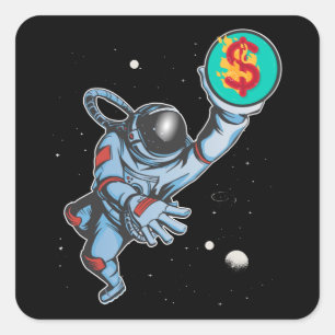Inflation to the moon astronaut square sticker