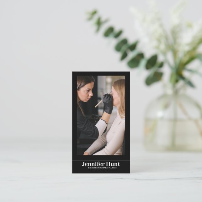 Influence,  Minimalist Social Media Makeup Artist  Business Card (Standing Front)