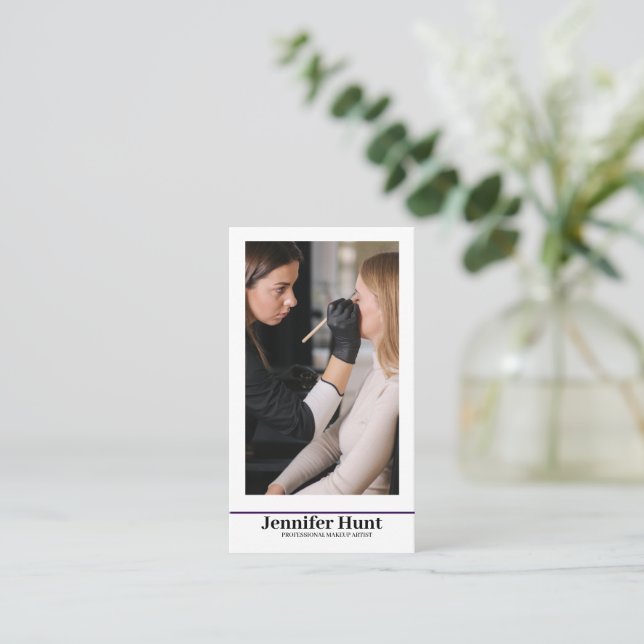 Influence,  Minimalist Social Media Makeup Artist  Business Card (Standing Front)