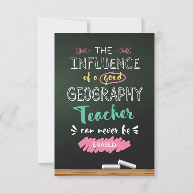 Influence of a Good Geography Teacher Thank You Card (Front)