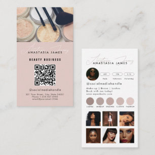 Influencer Aesthetician Social Media QR Code Pink Business Card