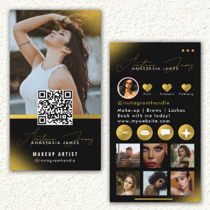 Influencer Beauty Artist Hair Nails Lashes Gold Business Card