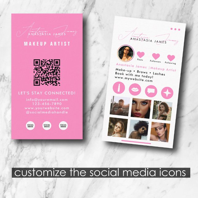 Influencer Beauty Makeup Artist Social Media Business Card (Influencer Beauty Makeup Artist Social Media Business Card)