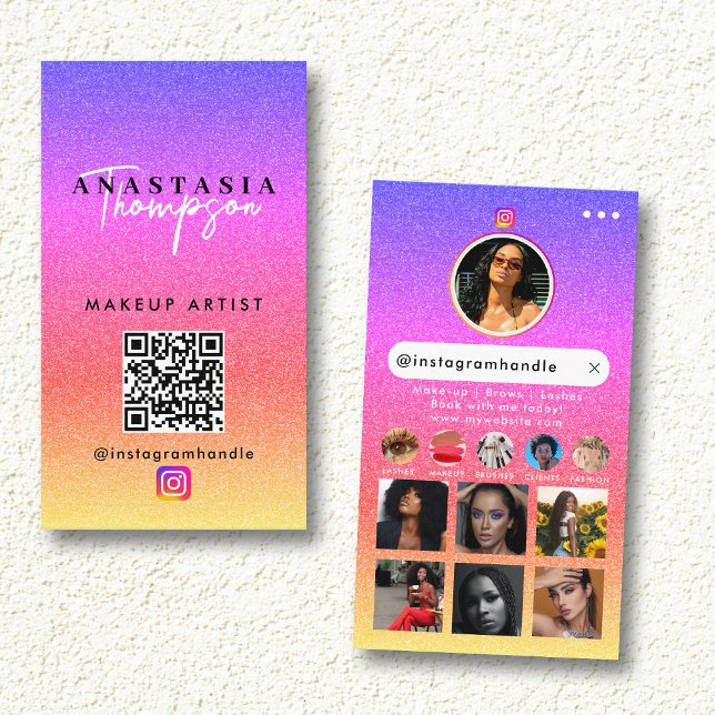 Influencer Beauty Nail Tech Social Media QR Code Business Card (Influencer Beauty Nail Tech Social Media QR Code Business Card)