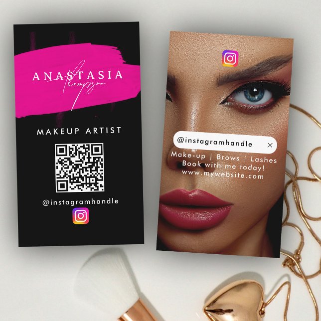 Influencer Beauty Nails Social Media Black Pink Business Card (Influencer Beauty Nails Social Media Black Pink Business Card)