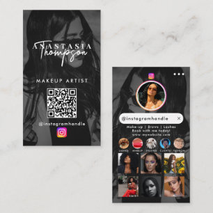 Influencer Beauty Nails Social Media Black White Business Card